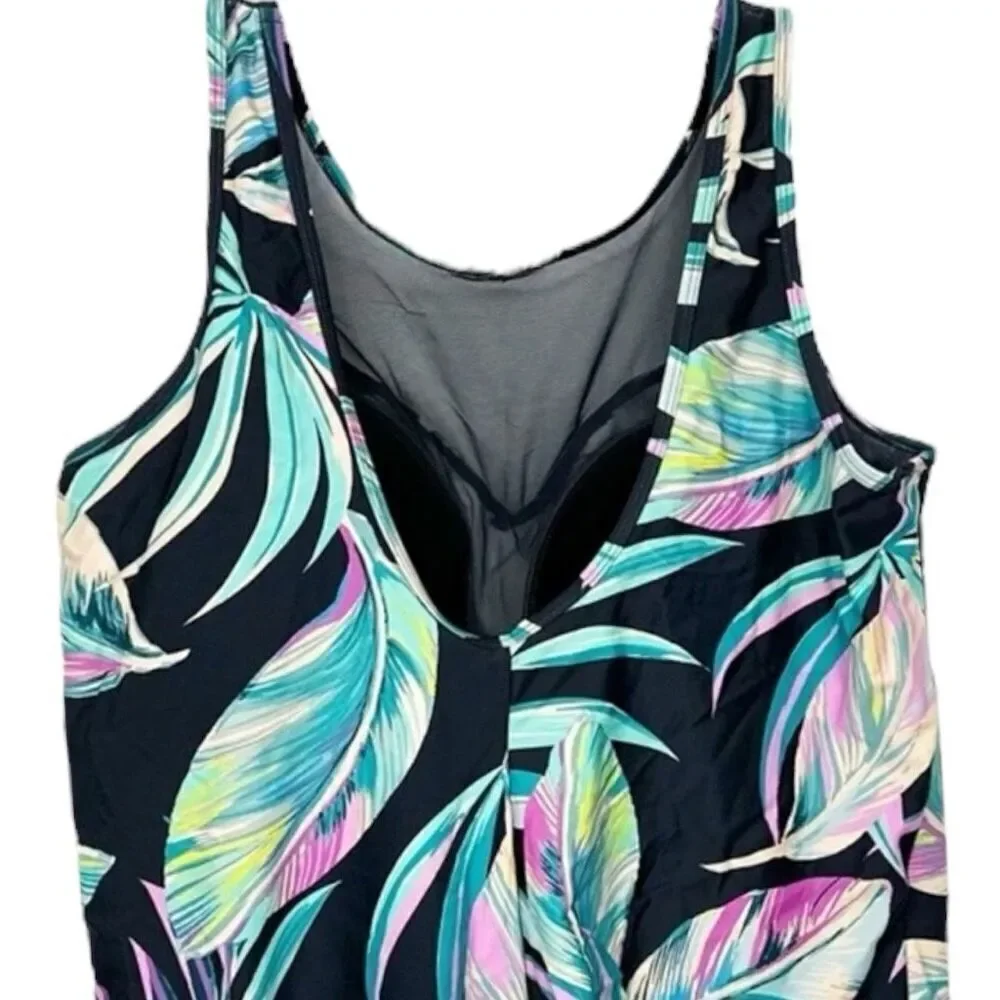Torrid Tropical Floral Mesh Inset One Piece Swimsuit NWT - Picture 13 of 14